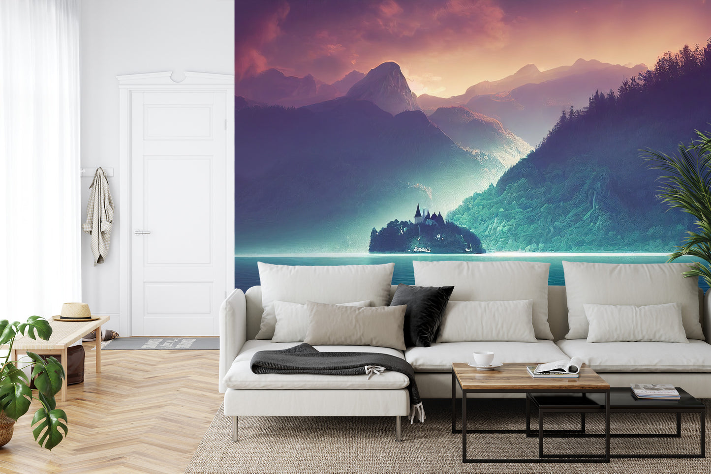 Fototapete Fantasy Concept Showing A Lake Bled, Slovenia. Digital Art Style, Painting , Horizontal Side View, Skyline