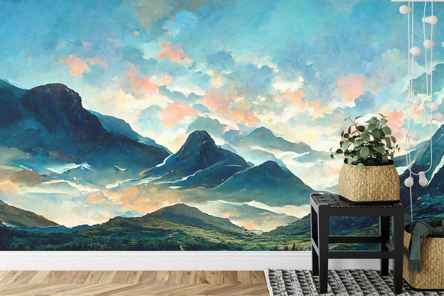 Fototapete Fairy Land, Contemporary Art, Poetic Scenery Background, Oil Canvas Painting