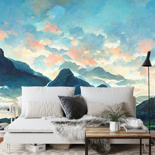 Fototapete Fairy Land, Contemporary Art, Poetic Scenery Background, Oil Canvas Painting