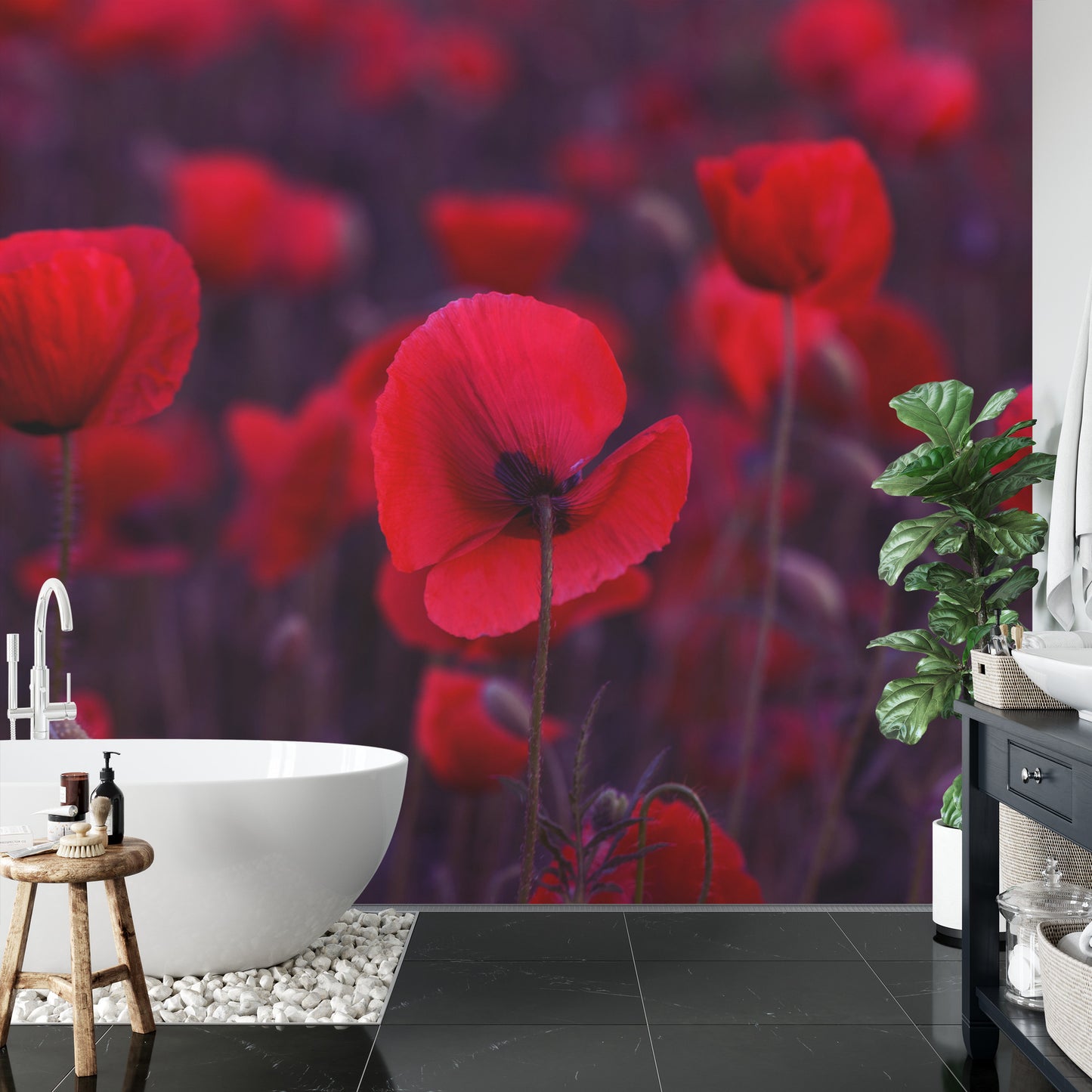 Fototapete Wilde Rote Mohnblumen
