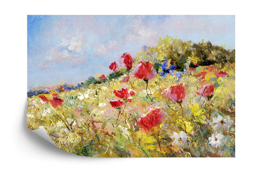 Fototapete Gemalte Mohnblumen