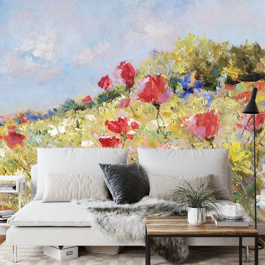 Fototapete Gemalte Mohnblumen