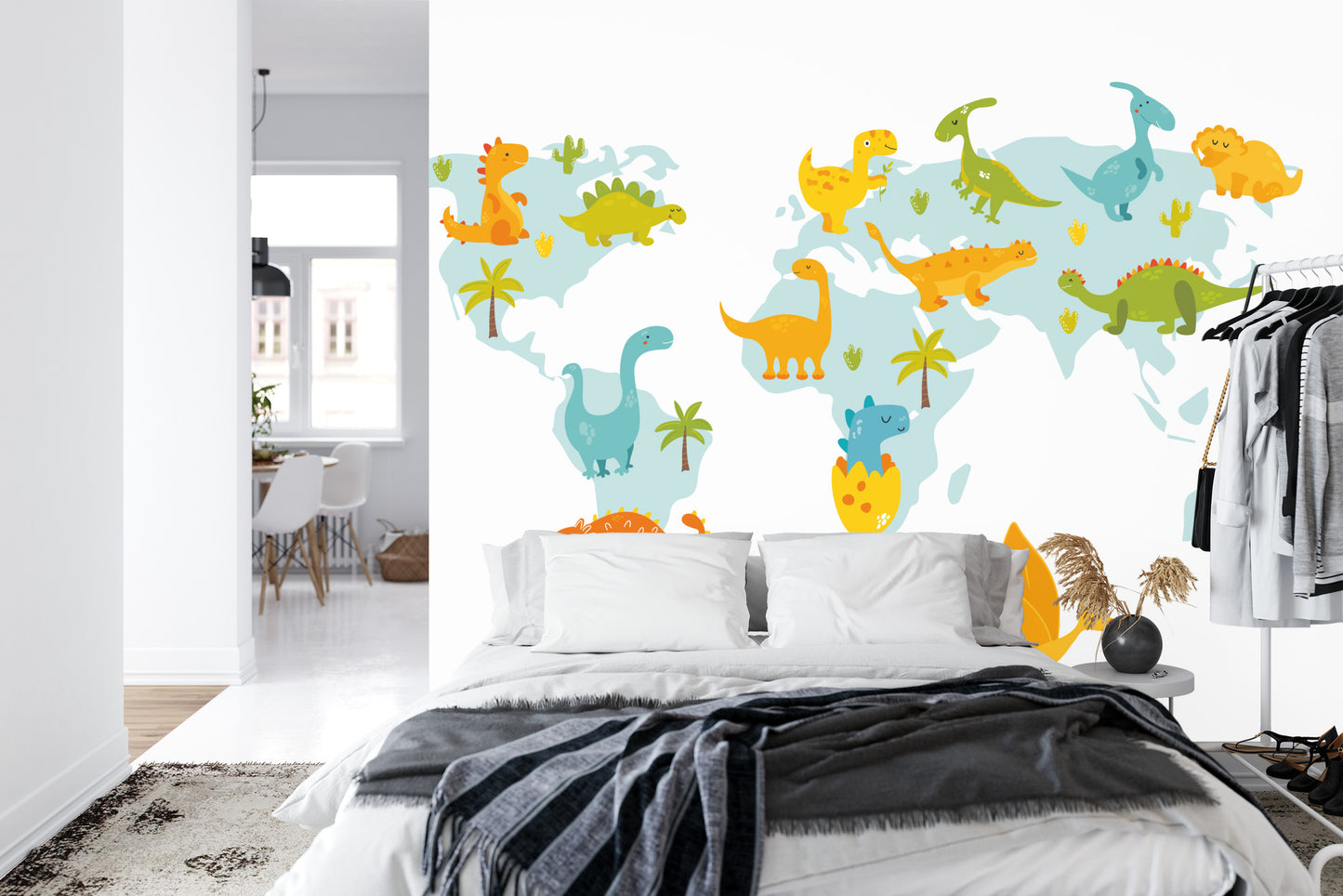 Fototapete Weltkarte Mit Dinosauriern