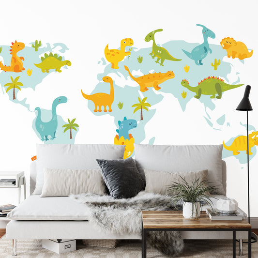 Fototapete Weltkarte Mit Dinosauriern