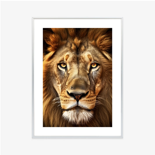 Poster Ein Majestätischer Löwe Im Porträt Rahmen Holz Mit Passepartout Farbe Natürlich
