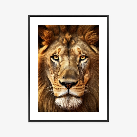 Poster Ein Majestätischer Löwe Im Porträt Rahmen Holz Mit Passepartout Farbe Natürlich