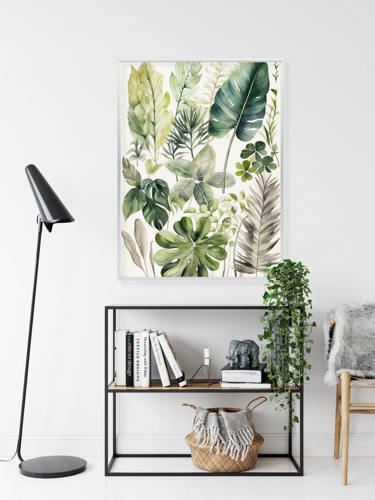 Poster Grüne Blätter Pflanzensammlung Rahmen Holz Mit Passepartout Farbe Natürlich