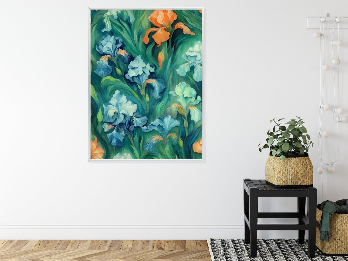 Poster Bunte Irisblüten Rahmen Holz Mit Passepartout Farbe Natürlich