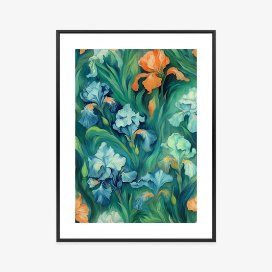 Poster Bunte Irisblüten Rahmen Holz Mit Passepartout Farbe Natürlich