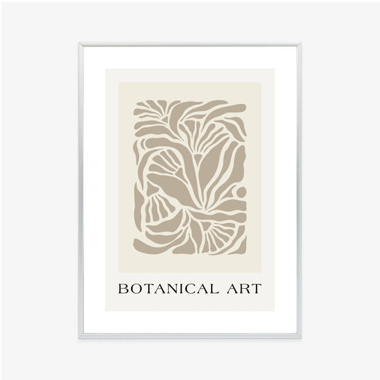 Poster Botanisches Muster Im Matisse-Stil Rahmen Holz Mit Passepartout Farbe Natürlich
