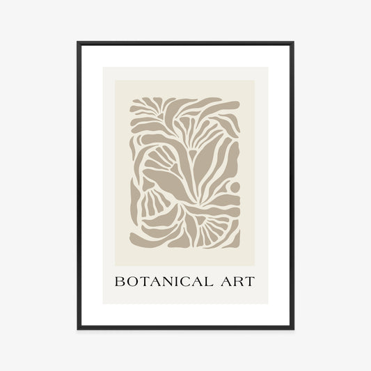 Poster Botanisches Muster Im Matisse-Stil Rahmen Holz Mit Passepartout Farbe Natürlich