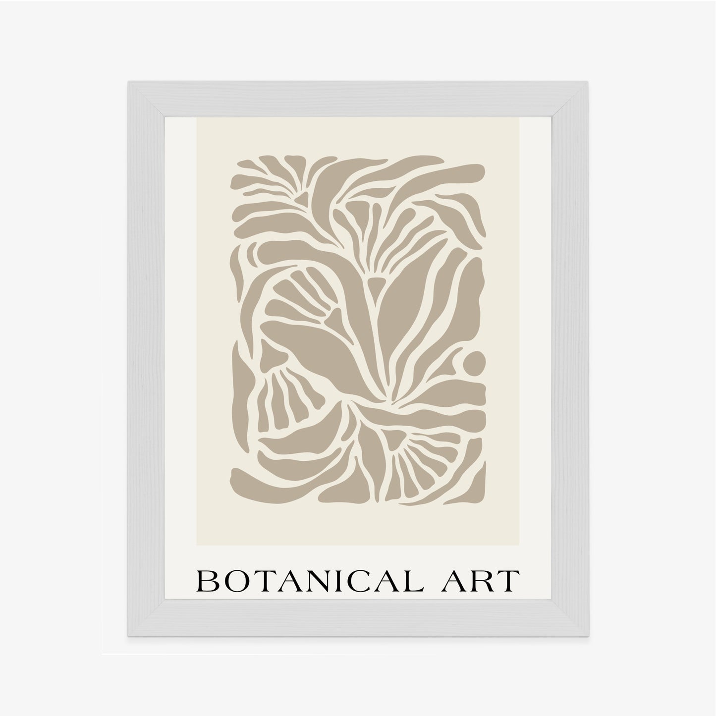 Poster Botanisches Muster Im Matisse-Stil Rahmen Holz Mit Passepartout Farbe Natürlich