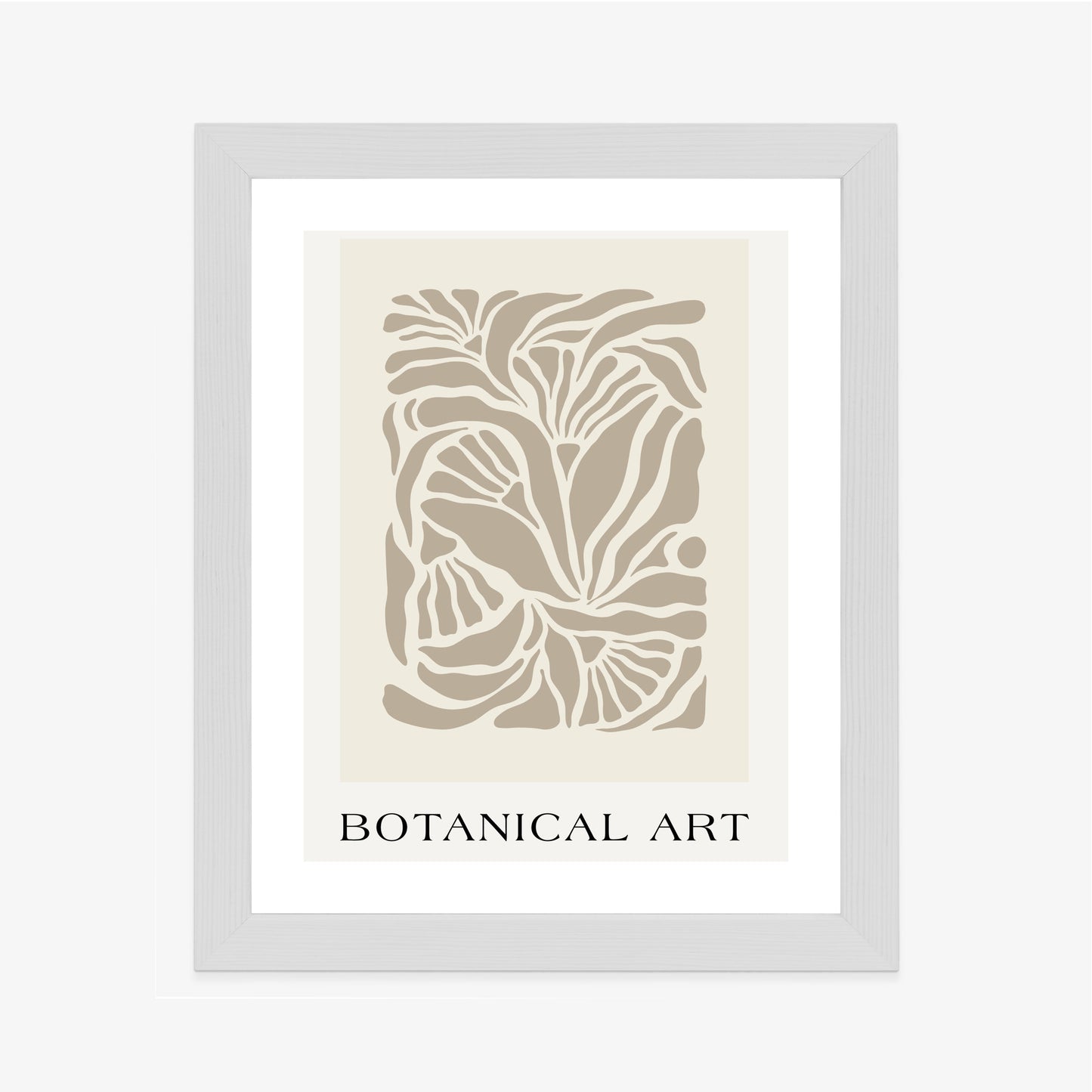 Poster Botanisches Muster Im Matisse-Stil Rahmen Holz Mit Passepartout Farbe Natürlich