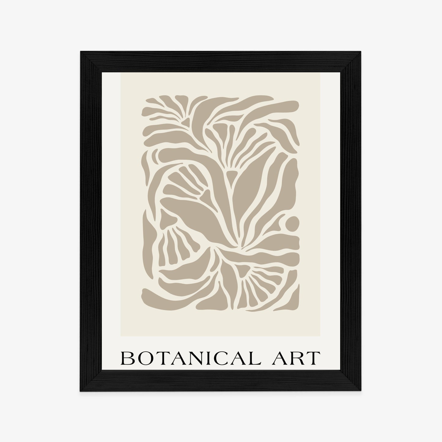 Poster Botanisches Muster Im Matisse-Stil Rahmen Holz Mit Passepartout Farbe Natürlich