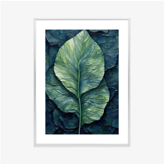 Poster Natur Abstraktes Grünes Blatt Rahmen Holz Mit Passepartout Farbe Natürlich
