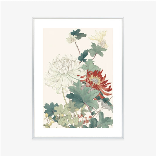 Poster Ein Blumenstrauß Auf Hellbeigem Hintergrund Rahmen Holz Mit Passepartout Farbe Natürlich