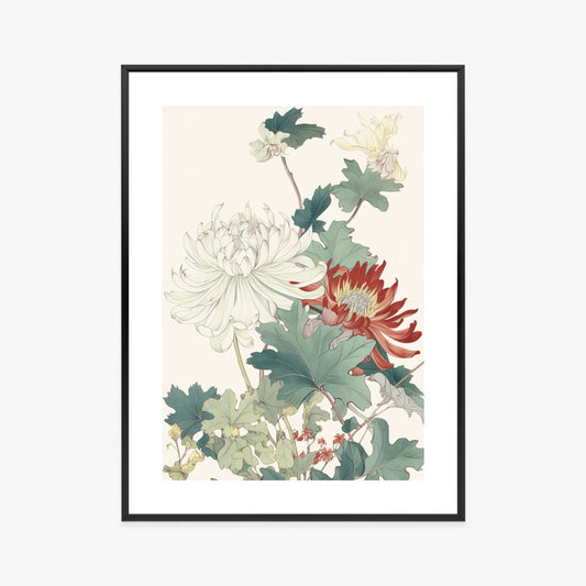 Poster Ein Blumenstrauß Auf Hellbeigem Hintergrund Rahmen Holz Mit Passepartout Farbe Natürlich