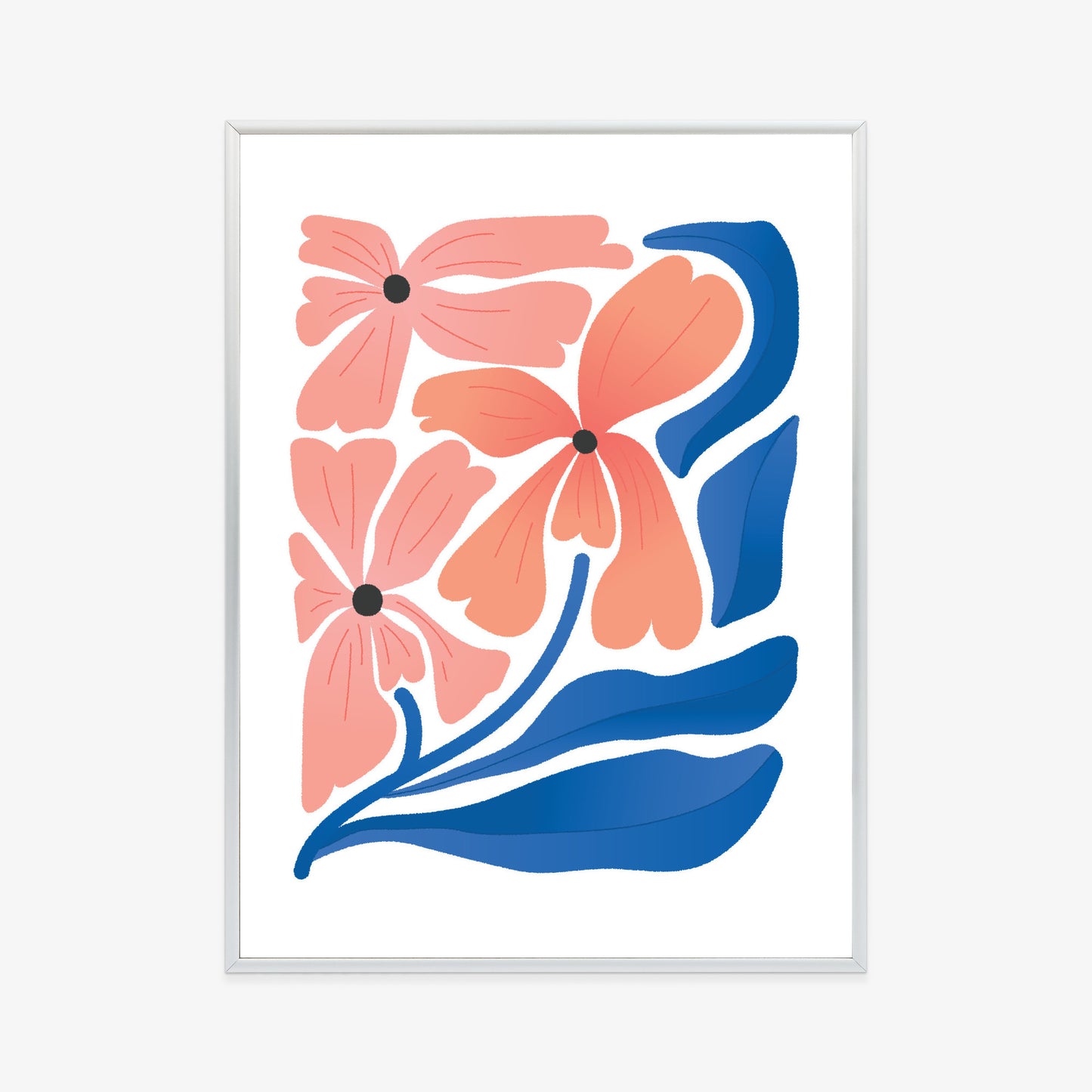Poster Frühlingsblumen-Abstraktion Rahmen Holz Mit Passepartout Farbe Weiß