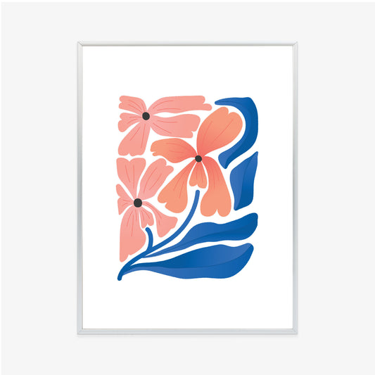 Poster Frühlingsblumen-Abstraktion Rahmen Holz Mit Passepartout Farbe Weiß
