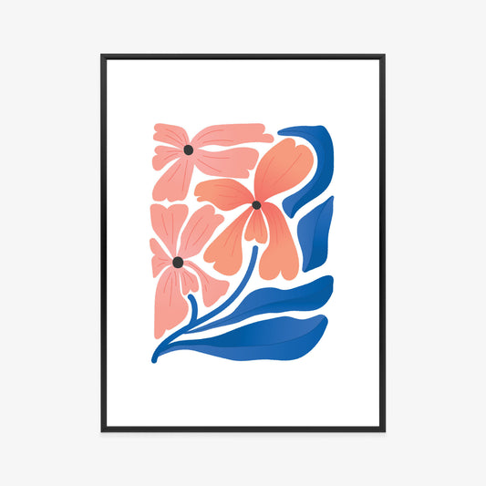 Poster Frühlingsblumen-Abstraktion Rahmen Holz Mit Passepartout Farbe Weiß