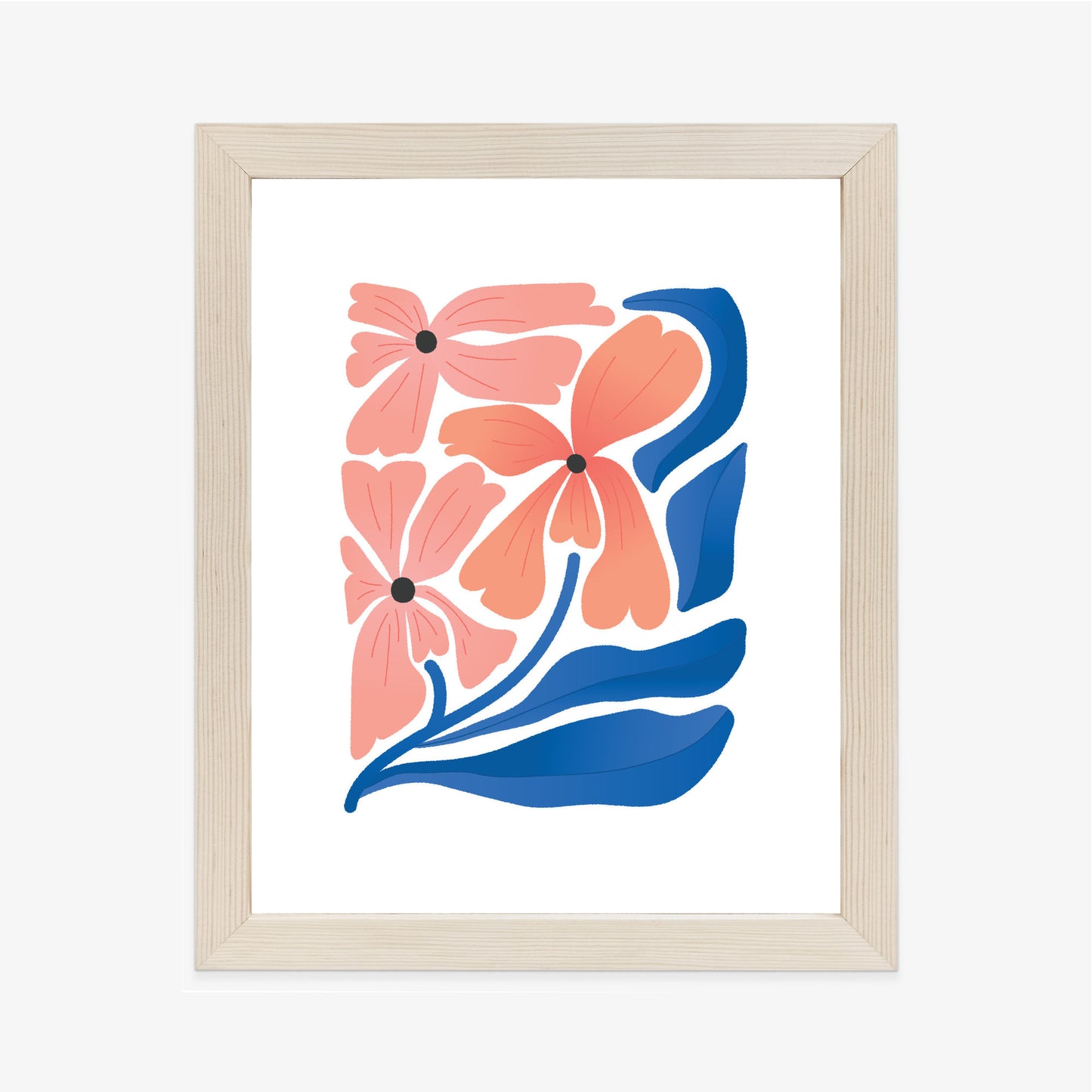 Poster Frühlingsblumen-Abstraktion Rahmen Holz Mit Passepartout Farbe Weiß