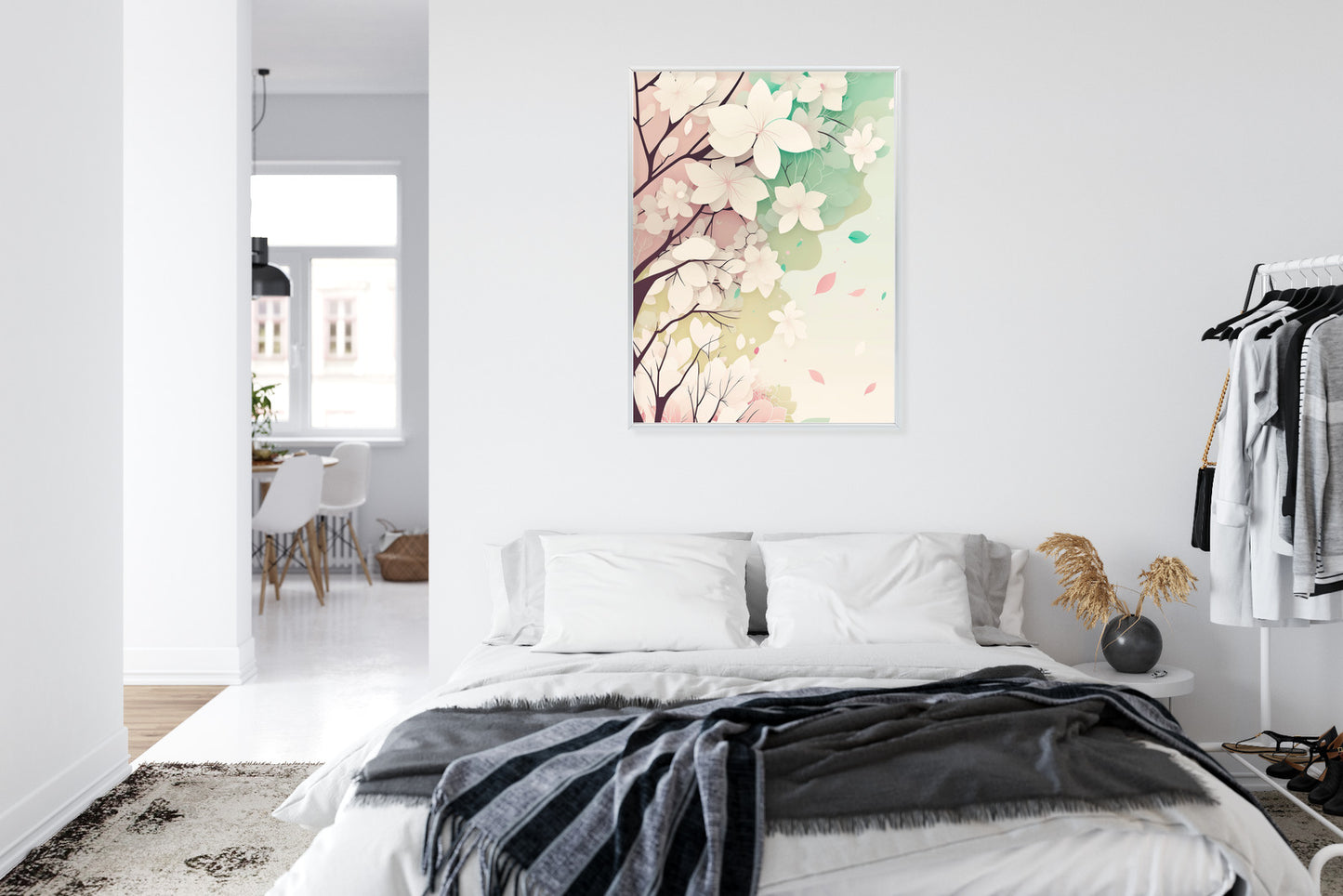 Poster Blühende Pastellbäume Im Frühling Rahmen Holz Mit Passepartout Farbe Natürlich