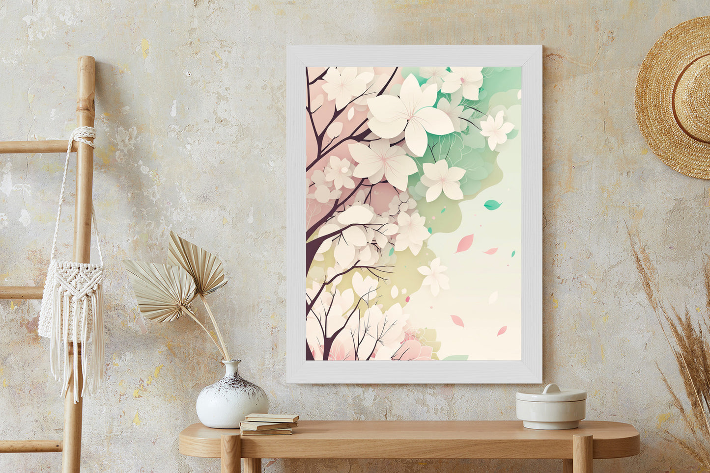 Poster Blühende Pastellbäume Im Frühling Rahmen Holz Mit Passepartout Farbe Natürlich
