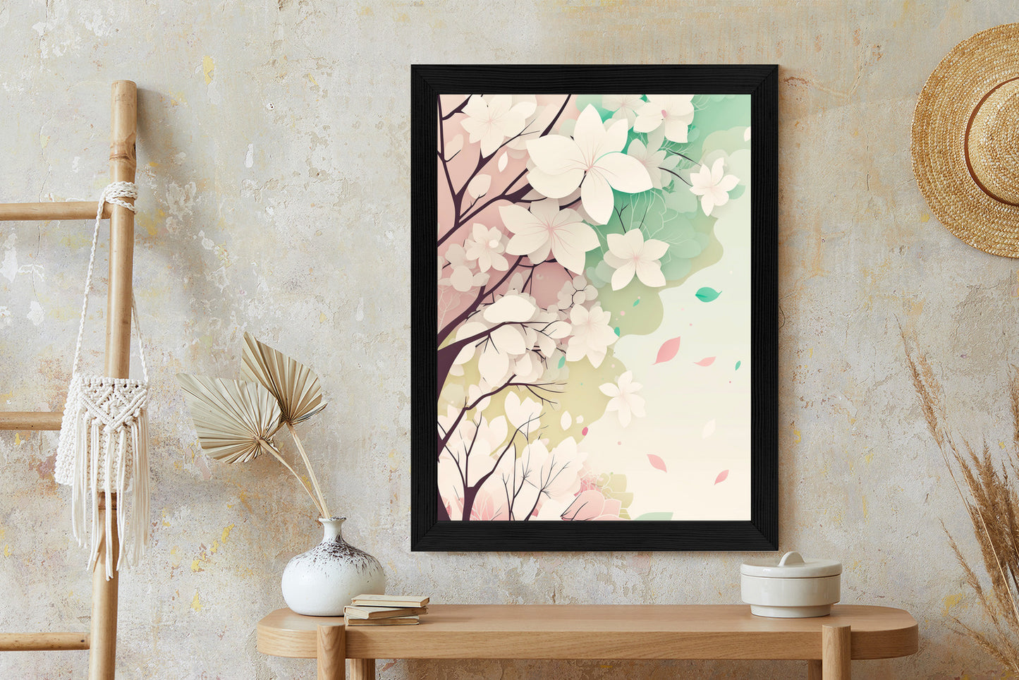 Poster Blühende Pastellbäume Im Frühling Rahmen Holz Mit Passepartout Farbe Natürlich