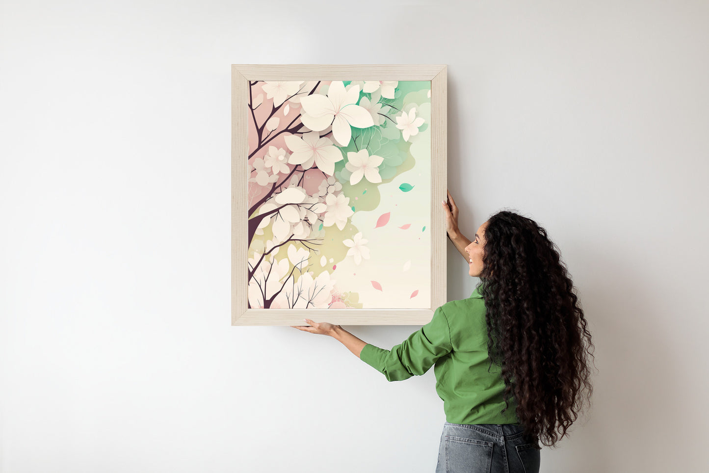 Poster Blühende Pastellbäume Im Frühling Rahmen Holz Mit Passepartout Farbe Natürlich