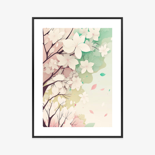 Poster Blühende Pastellbäume Im Frühling Rahmen Holz Mit Passepartout Farbe Natürlich