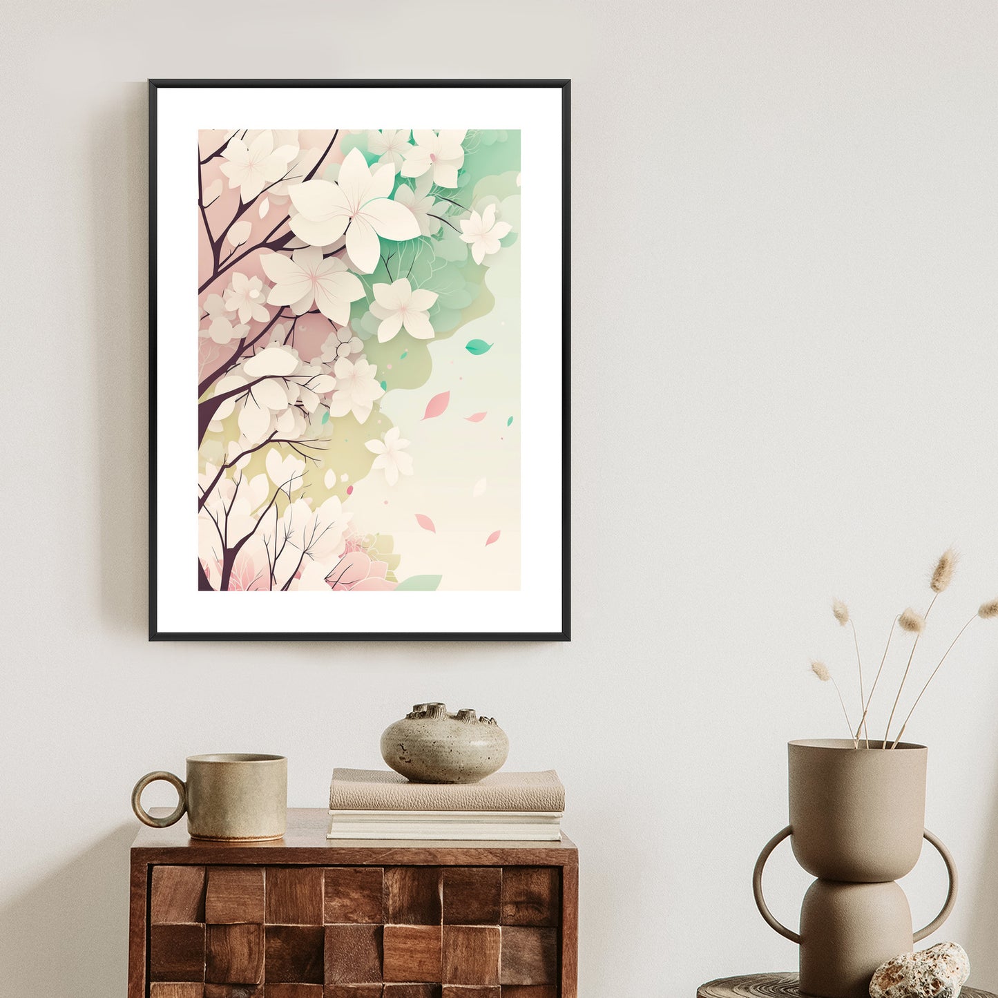 Poster Blühende Pastellbäume Im Frühling Rahmen Holz Mit Passepartout Farbe Natürlich