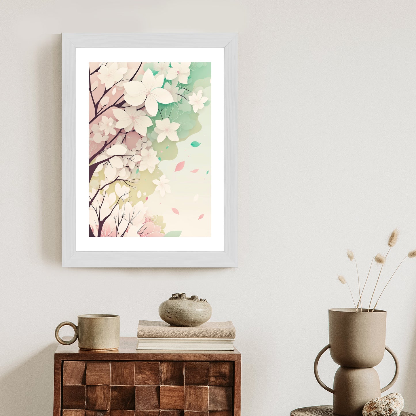 Poster Blühende Pastellbäume Im Frühling Rahmen Holz Mit Passepartout Farbe Natürlich