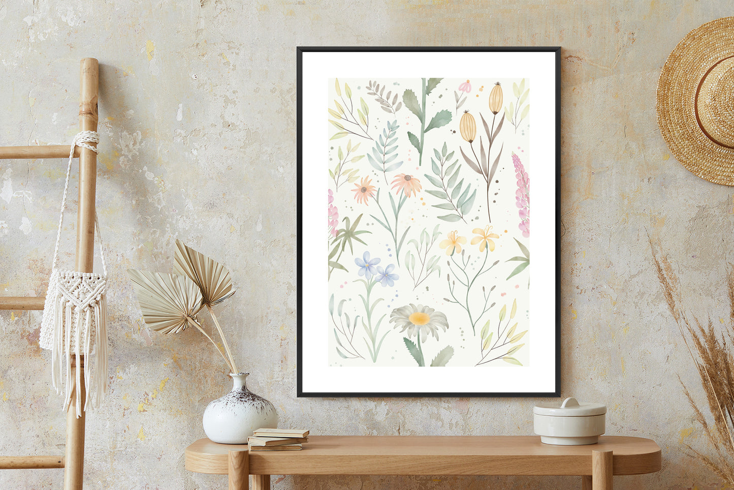 Poster Pastellaquarell-Wildblumen