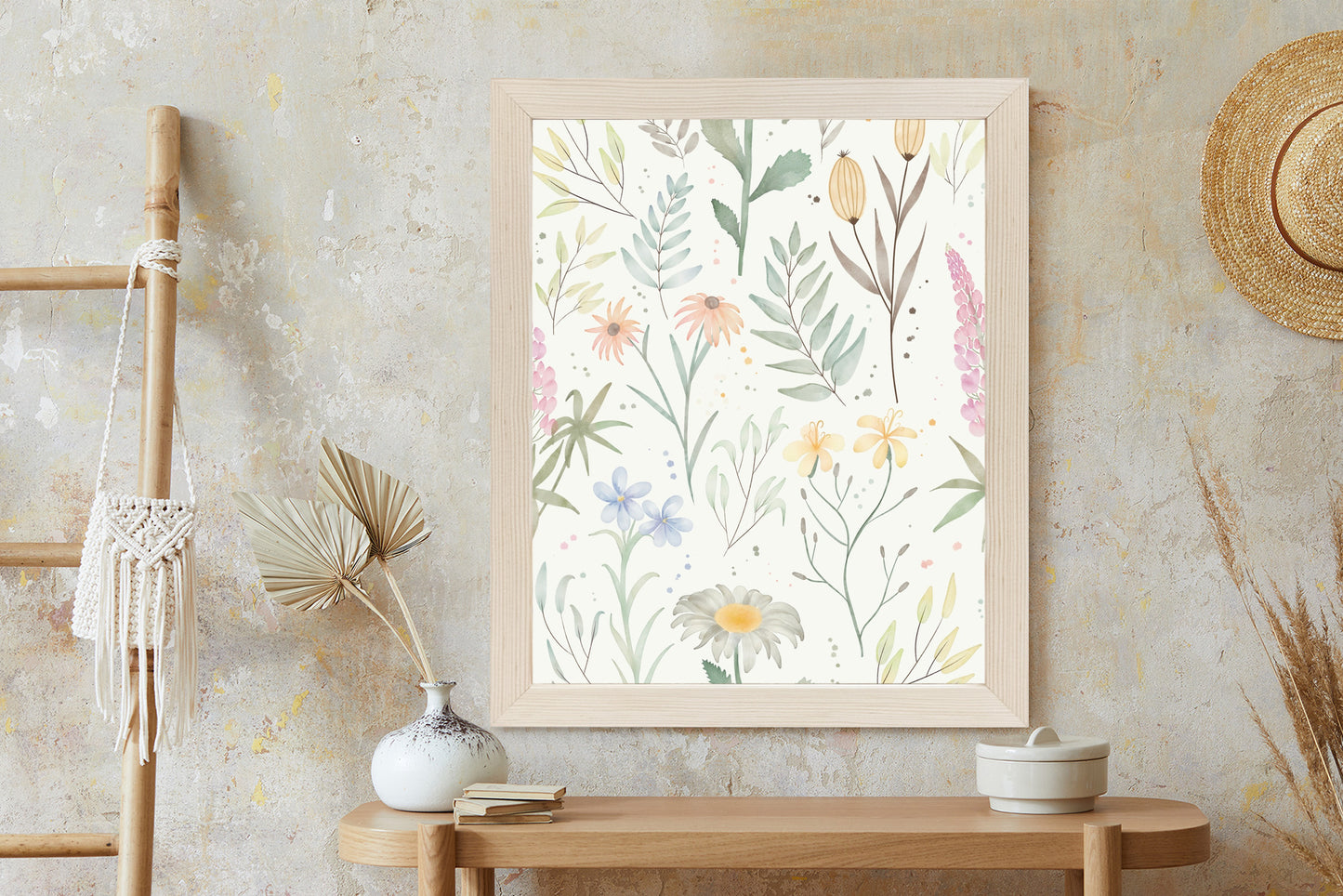 Poster Pastellaquarell-Wildblumen