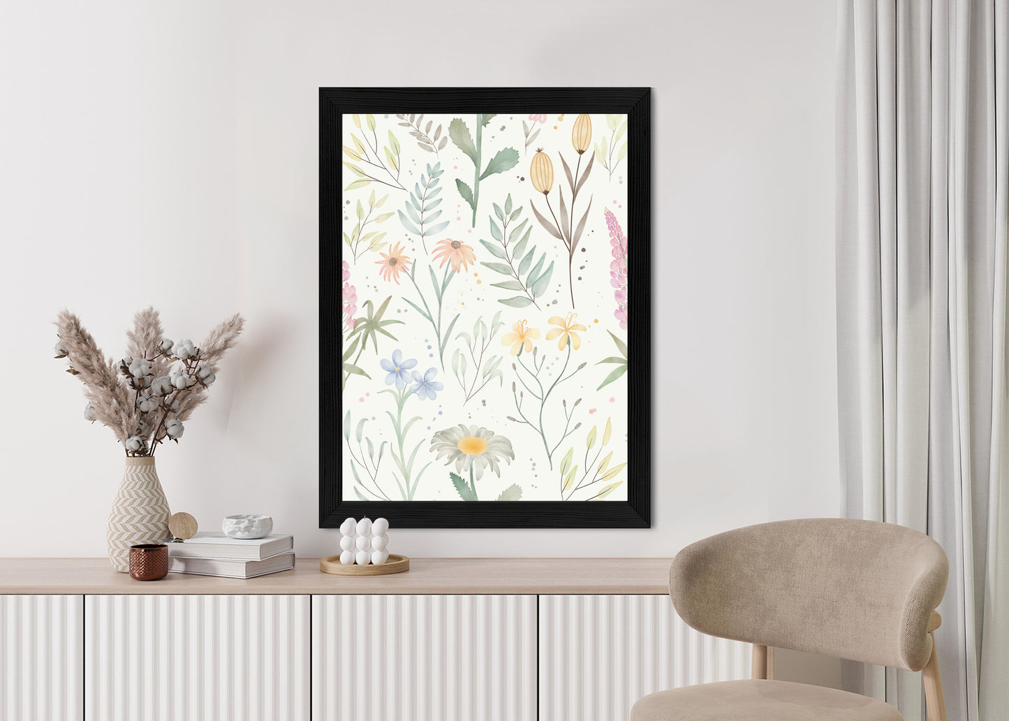 Poster Pastellaquarell-Wildblumen