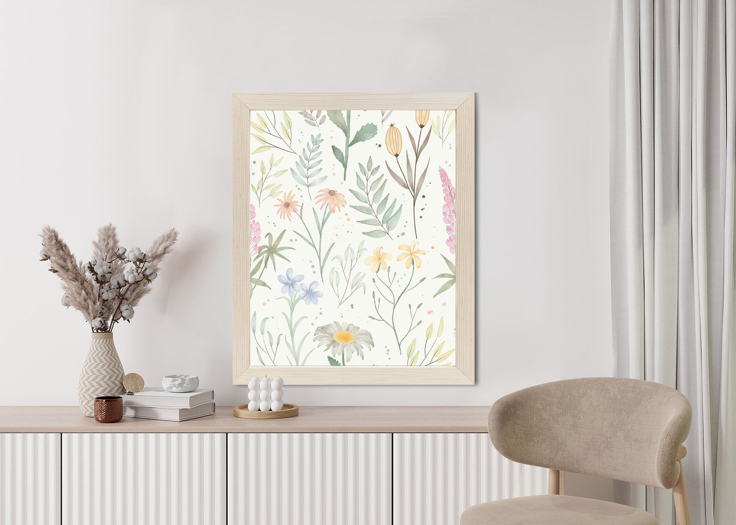 Poster Pastellaquarell-Wildblumen