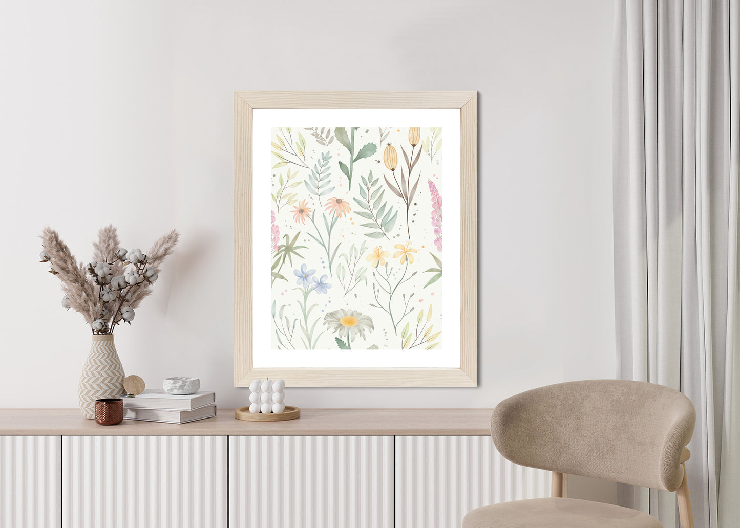 Poster Pastellaquarell-Wildblumen