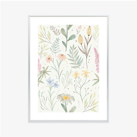 Poster Pastellaquarell-Wildblumen