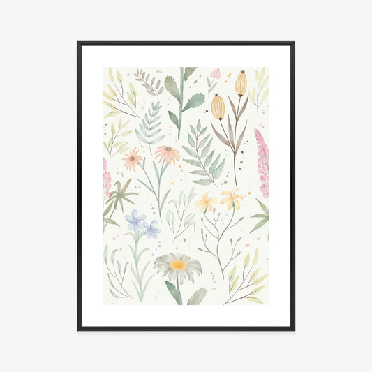 Poster Pastellaquarell-Wildblumen