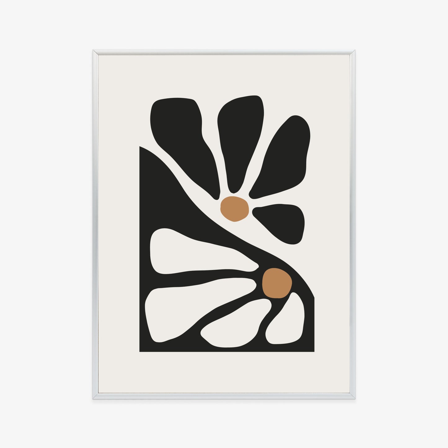 Poster Minimalistische Zweifarbige Blumen Rahmen Holz Mit Passepartout Farbe Natürlich