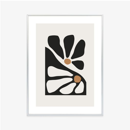 Poster Minimalistische Zweifarbige Blumen Rahmen Holz Mit Passepartout Farbe Natürlich