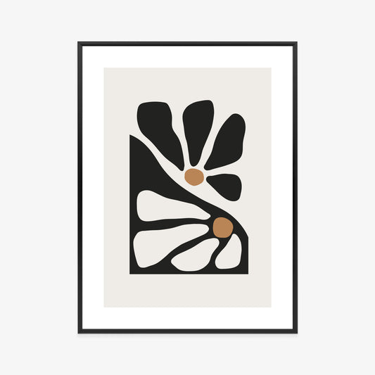Poster Minimalistische Zweifarbige Blumen Rahmen Holz Mit Passepartout Farbe Natürlich