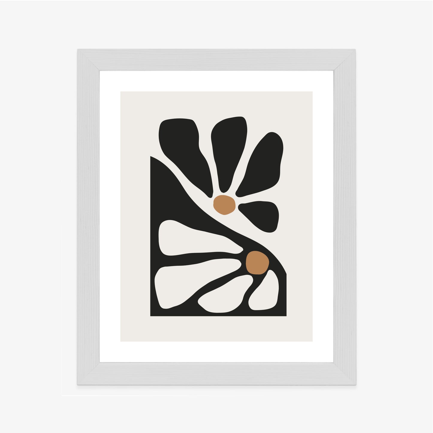 Poster Minimalistische Zweifarbige Blumen Rahmen Holz Mit Passepartout Farbe Natürlich