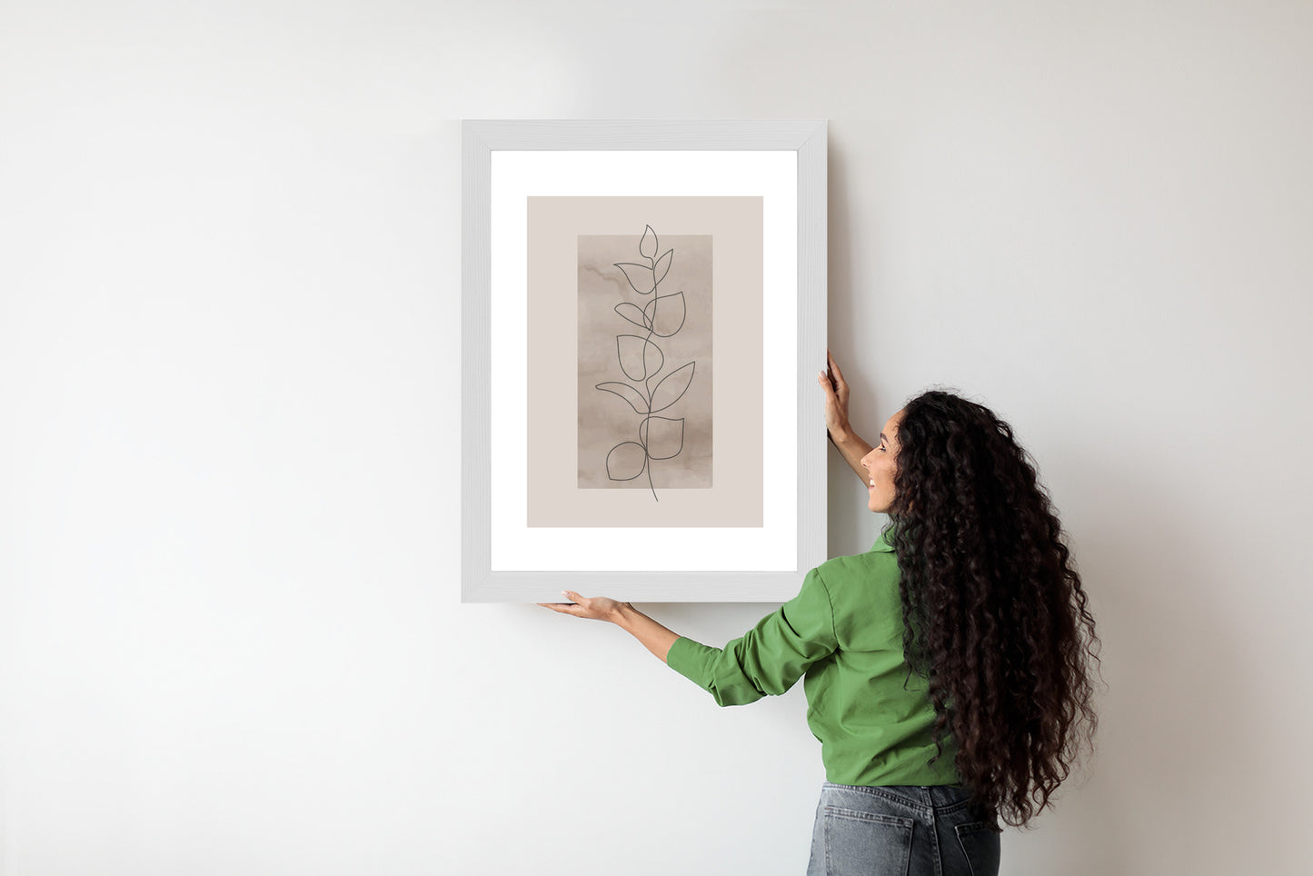 Poster Abstrakte Minimalistische Pflanze Auf Beigem Hintergrund