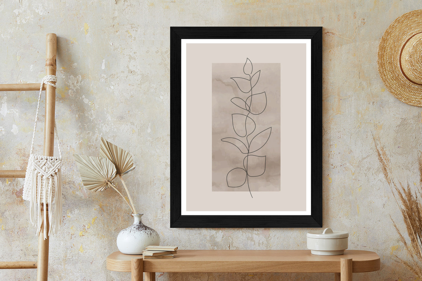 Poster Abstrakte Minimalistische Pflanze Auf Beigem Hintergrund