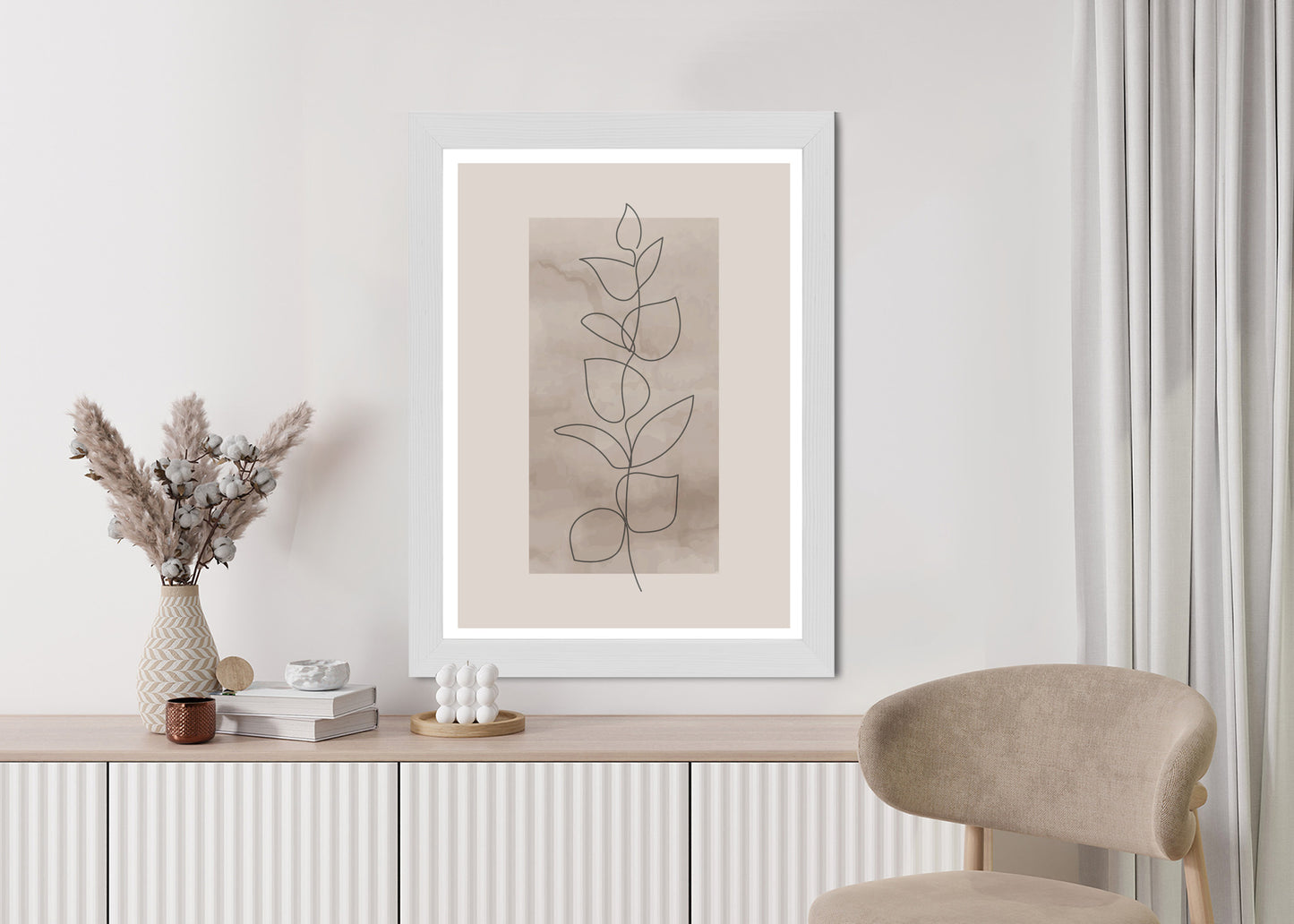 Poster Abstrakte Minimalistische Pflanze Auf Beigem Hintergrund