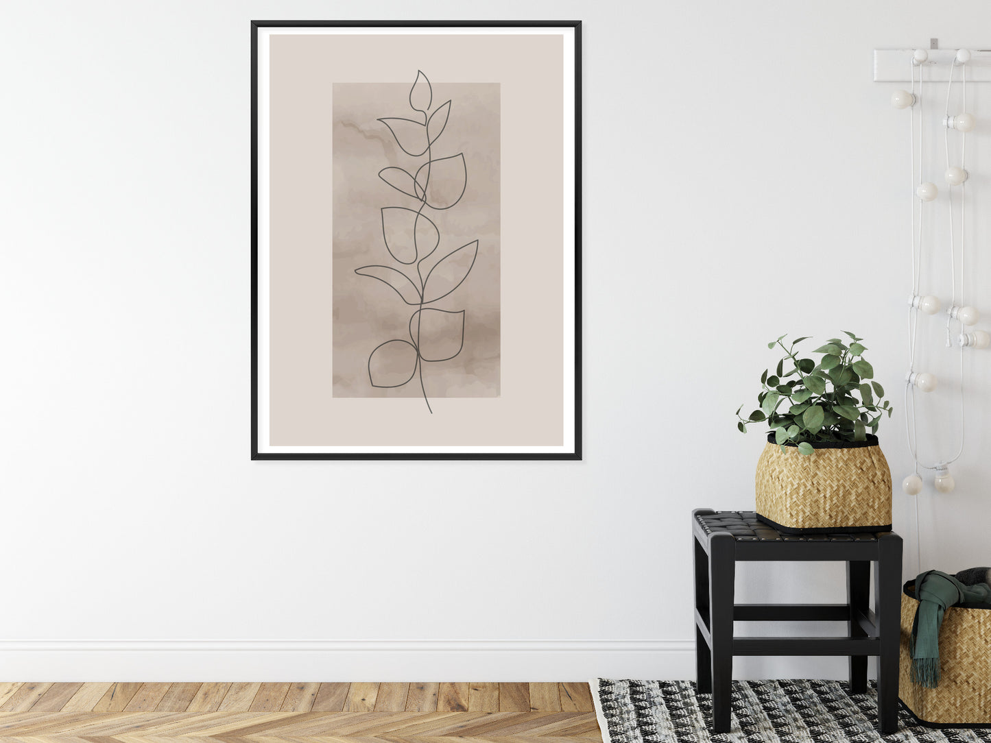 Poster Abstrakte Minimalistische Pflanze Auf Beigem Hintergrund