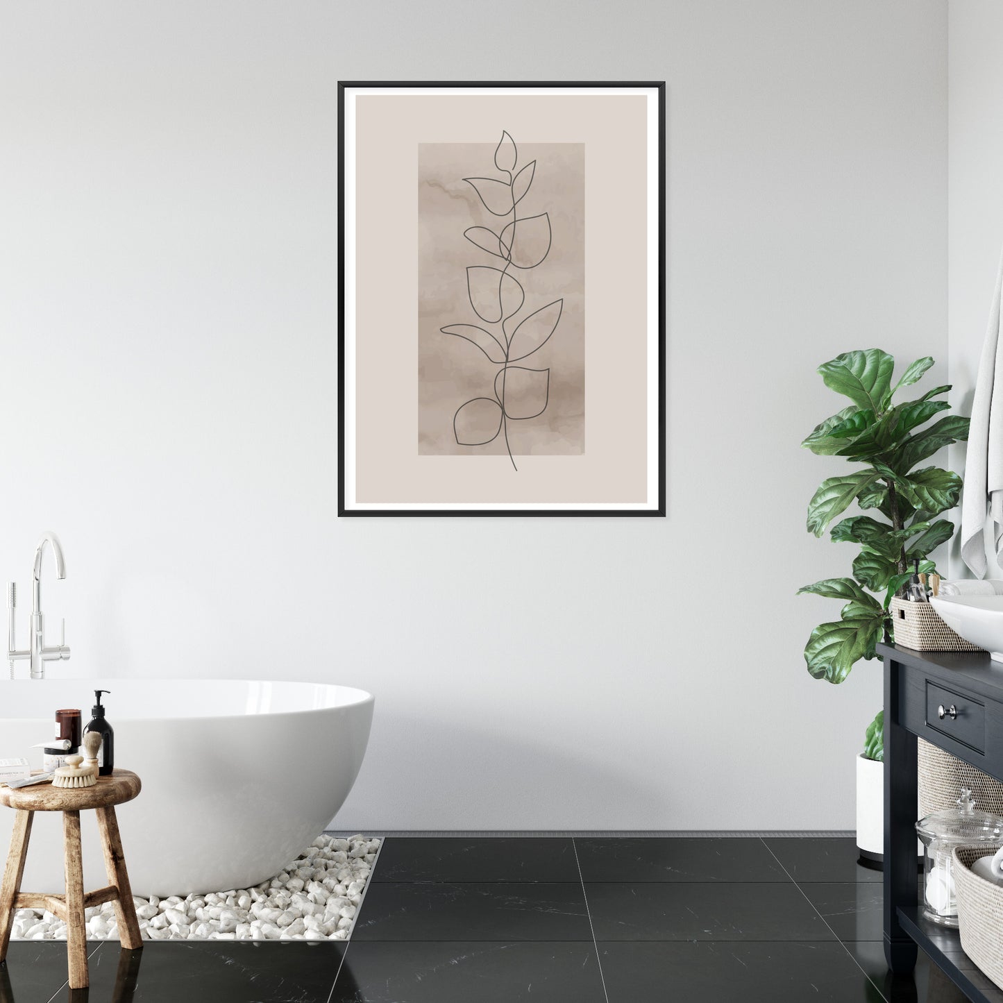 Poster Abstrakte Minimalistische Pflanze Auf Beigem Hintergrund