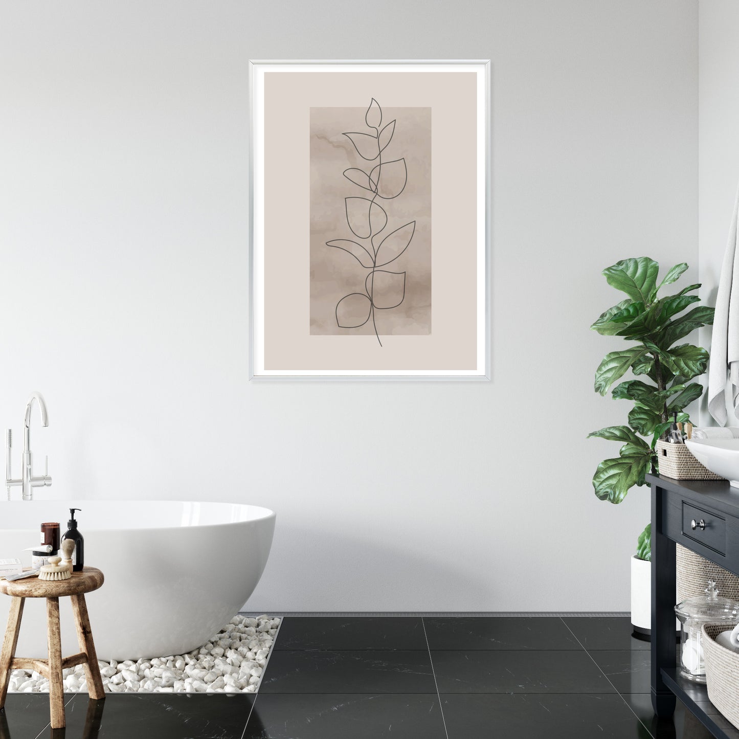 Poster Abstrakte Minimalistische Pflanze Auf Beigem Hintergrund