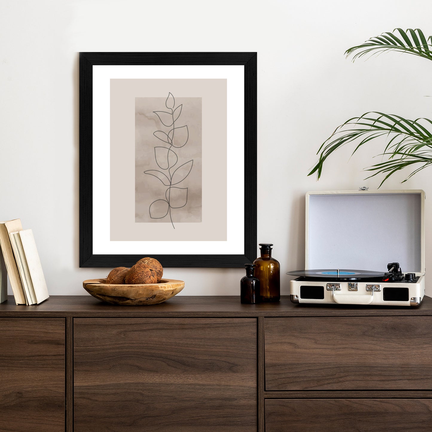 Poster Abstrakte Minimalistische Pflanze Auf Beigem Hintergrund